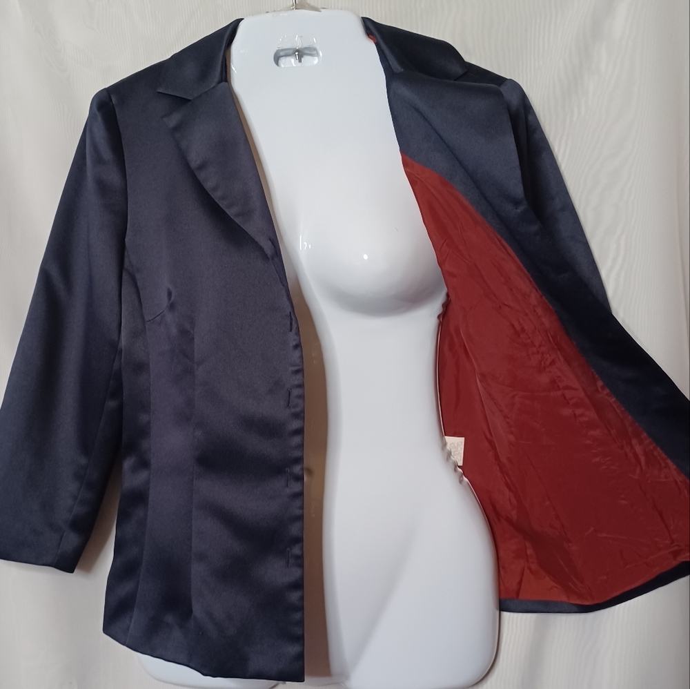 DONNA RICCO NEW YORK Blue Jacket With Rhinestone Buttons. Size 8 - Picture 4 of 13